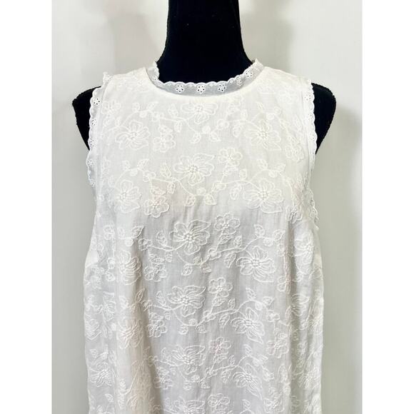 Lulu's Sweet Loveliness Shift Mini Dress in White Large Floral Embroidered Party - Picture 3 of 6